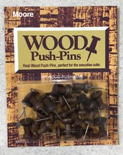 Wooden Push Pins -Brand Moore - 20-Count - Brown