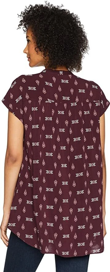 NUEVO CON ETIQUETAS $129 PENDLETON MUJER SEREPHINA MANGA GORRA TOP/BLUSA - ESTAMPADO GRANATE - MEDIANO Foto 2 de 2