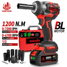 1200Nm Cordless Impact Wrench 1/2" High Torque Impact Gun with 2x Batteries