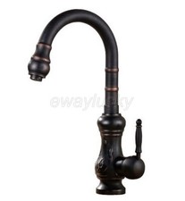 Black Oil Rubbed Bronze Single Handle 360 Swivel Spout Kitchen Sink Basin Faucet
