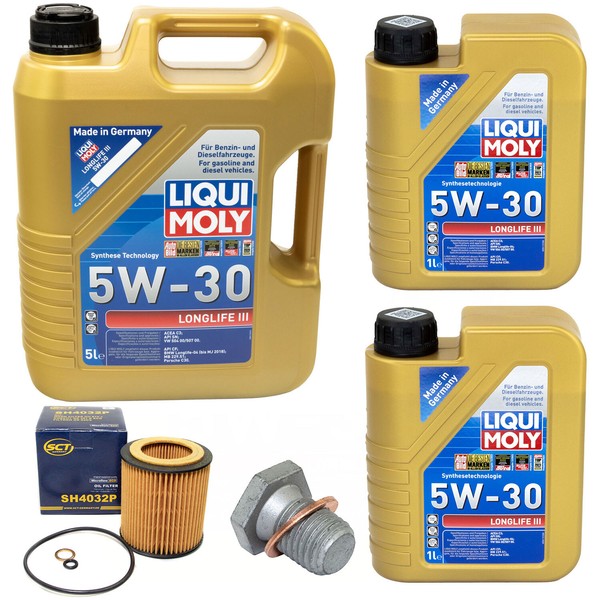 MotoröL Set 5W-30 Liqui Moly 7 Liter + ÖLfilter + Schraube FüR BMW 1Er 3Er 5Er-image