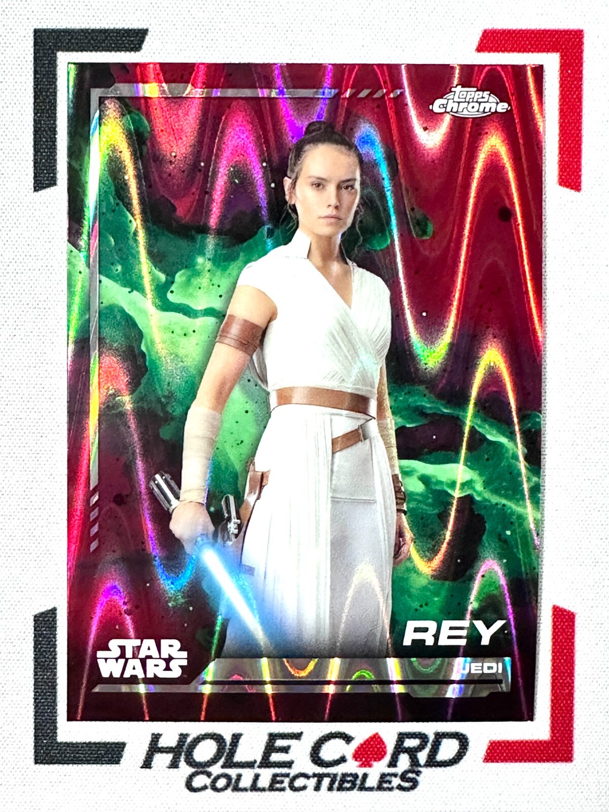 REY 2024 Topps Chrome Star Wars #112 Red Raywave Refractor