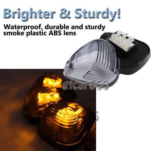 For 1999-2016 Ford E/F-250 F-350 Smoke Lens Cab Marker Lights Amber LED Assembly - Picture 8 of 12