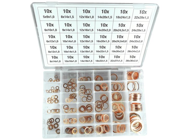 300-Tlg. Kupfer Dichtring Sortiment Kupferringe ÖLablaßSchraube O-Ring Dichtung-image