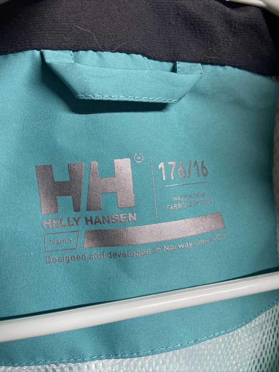 Helly Hansen Juniors Loke Jacket Rain Size 176/16 Turquoise
