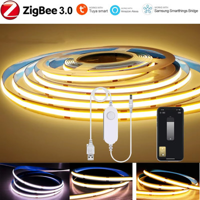 5V USB Tuya Zigbee 3.0 COB LED Streifen Licht 1M-5M Warmweiß Flexible Dimmbare L