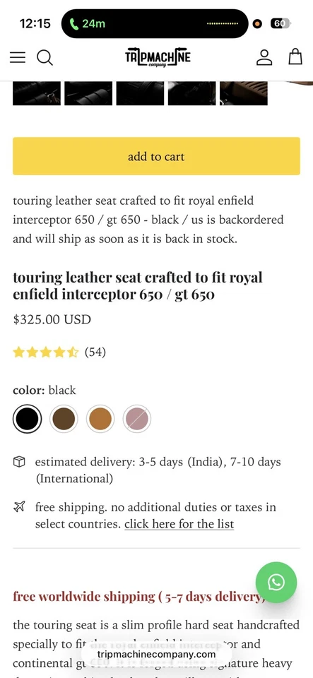 Para Royal Enfield Interceptor 650 y GT 650 - "Negro Deluxe Touring Doble Asiento" Foto 3 de 4