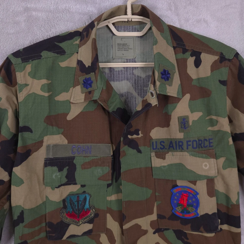 Vintage US Air Force Jacket Mens Medium Regular Woodland Camo Combat Patch 90s - Image 3 of 4