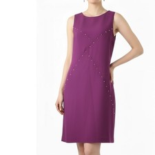 Premise Purple Beaded Embellished Sheath Dress Size 4 Sleeveless Cocktail NEW