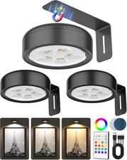 3 Pack Picture Lights for Wall,Wireless 2000Mah Rechargeable Magnetic LED Puc...