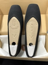 New Vivaia Margot Walker Square Toe V-Cut Flats Black Size US 7-7.5/M