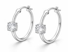 GENUINE 2.10 Ct WHITE SAPPHIRE HOOP EARRINGS .925 STERLING SILVER - New With Tag — photo 1