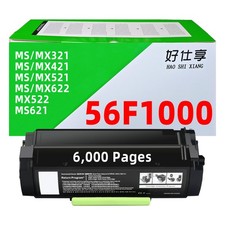 56F1000 Black Toner Cartridge for Lexmark MS321 MS421 MS521 MS621 MS622 6,000 Pa