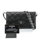AUTH CHANEL Caviar Wallet Coco Mark purse Black France C1898YS807