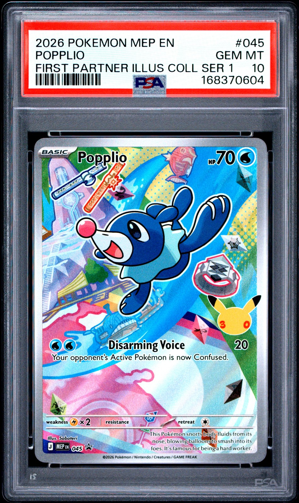 2026 POKEMON MEP FIRST PARTNER ILLUSTRATION COLLECTION #045 POPPLIO PSA 10
