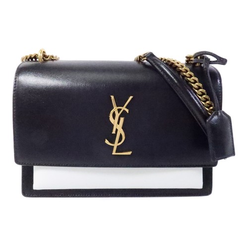 SAINT LAURENT YSL Sunset Medium Chain SHoulder Bag 442906 D426W Calfskin Black