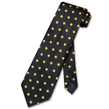 Vesuvio Napoli NeckTie BLACK with YELLOW Polka Dots Design Mens Neck Tie