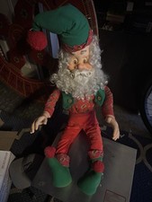 Sandi Zimnicki 1993 Enesco Vintage Santa 36'' Stuffed Elf Pixie Red and Green 