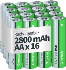 AA Rechargeable Batteries 2800 mAh High Capacity 1300 Cycle,1.2V NiMH Low Self