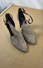 Calvin Klein Cherilyn Grey Suede Burgundy Ankle Strap Pumps Heels Women's Size 7 — photo 4