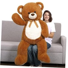 Big Teddy Bear 52", Fluffy Life Size Stuffed Animal 4.3ft 4.3 Feet Dark Brown