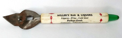 Vintage 1960s Advertising Bottle Opener Miller's Bar & Liquors Paterson NJ