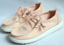Hey Dude Womens Size 7 Wendy Stretch Canvas Peach Slip-On Shoes 40902-830