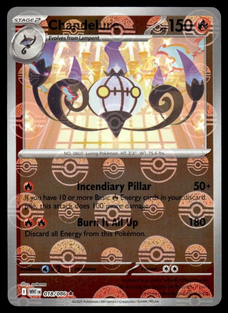 Pokemon TCG SV: White Flare #018/086 Chandelure (Pokeball) NM