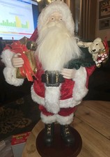 Beautiful Vintage 18" Santa Claus on Wooden Stand Unbranded