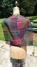 Vintage Sheer color block Chiffon Scarf 20 x 20" Lightweight Square Neck Hair