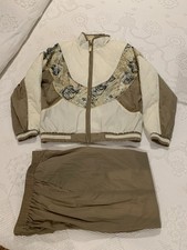 VTG East West Windbreaker Track Suit Beige/Gold/Tan Jacket  Pants Retro Sz M