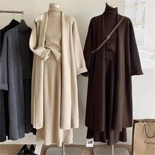 Women's Knitted Sweater Three Piece Set Autumn Loose Sweater Cardigan Skirt Sets