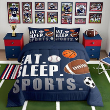 Football Comforter Set Queen Size Kids Basketball Baseball Soccer Comforter for