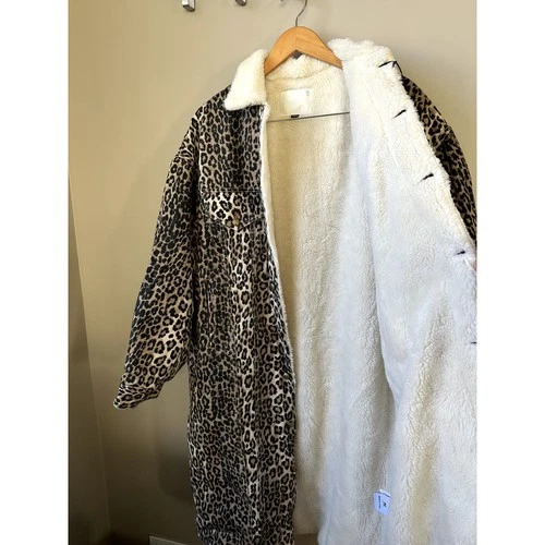 NWT $1195 R13 Mens Lyle Sherpa Lined Leopard Trucker Coat Jacket Size M image 11