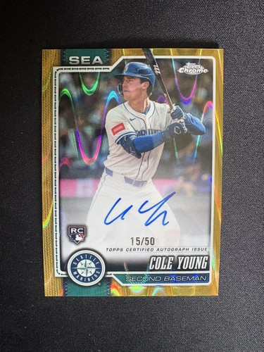 2026 Topps Chrome Baseball Gold Auto /50 Cole Young Rookie RA-CY Mariners