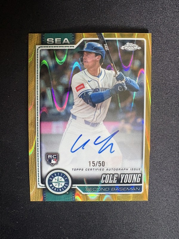 2026 Topps Chrome Baseball Gold Auto /50 Cole Young Rookie RA-CY Mariners