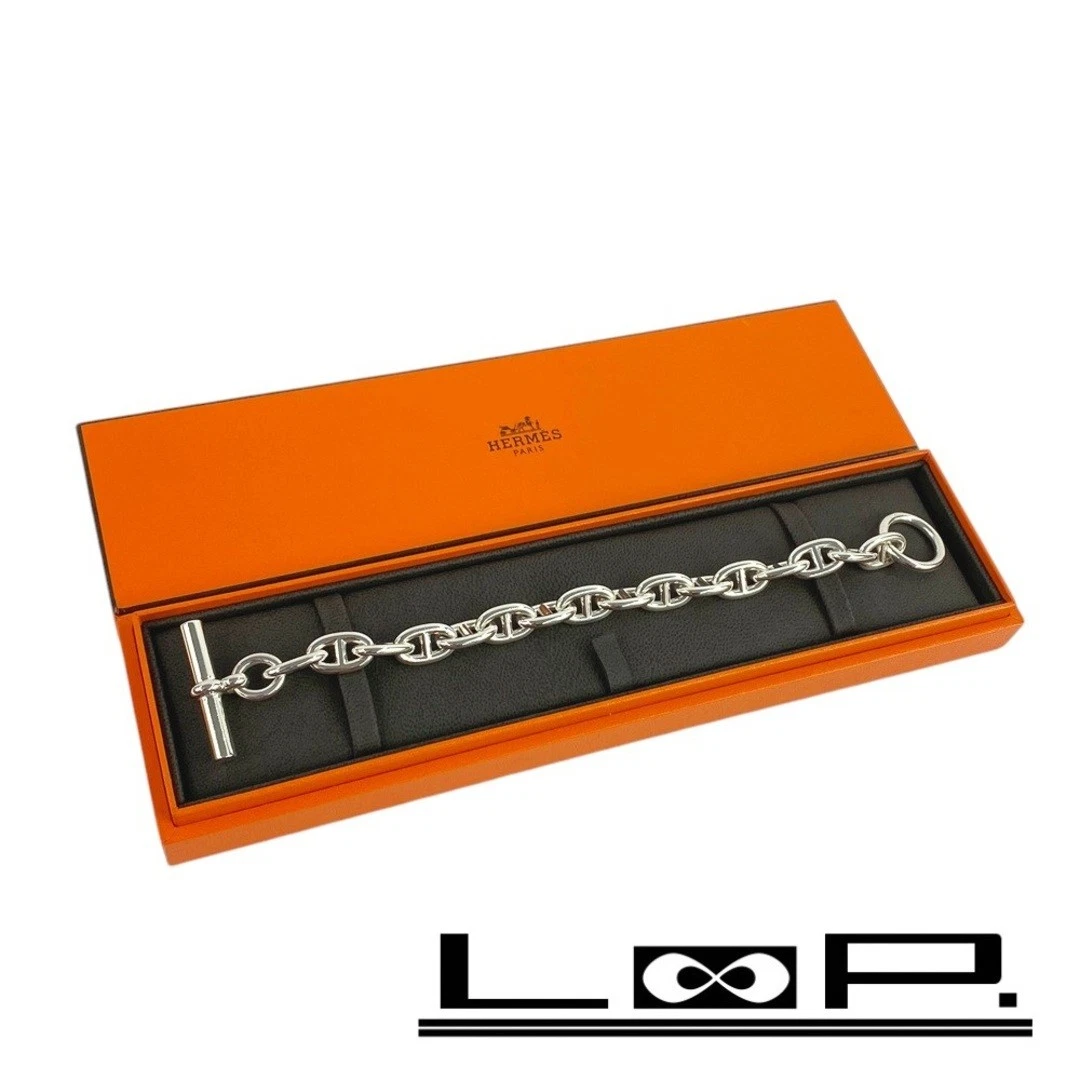 HERMÈS Bracciale Hermes MINT Sheine Dunk MM SV 925 argento 16 cornici scatola usato0