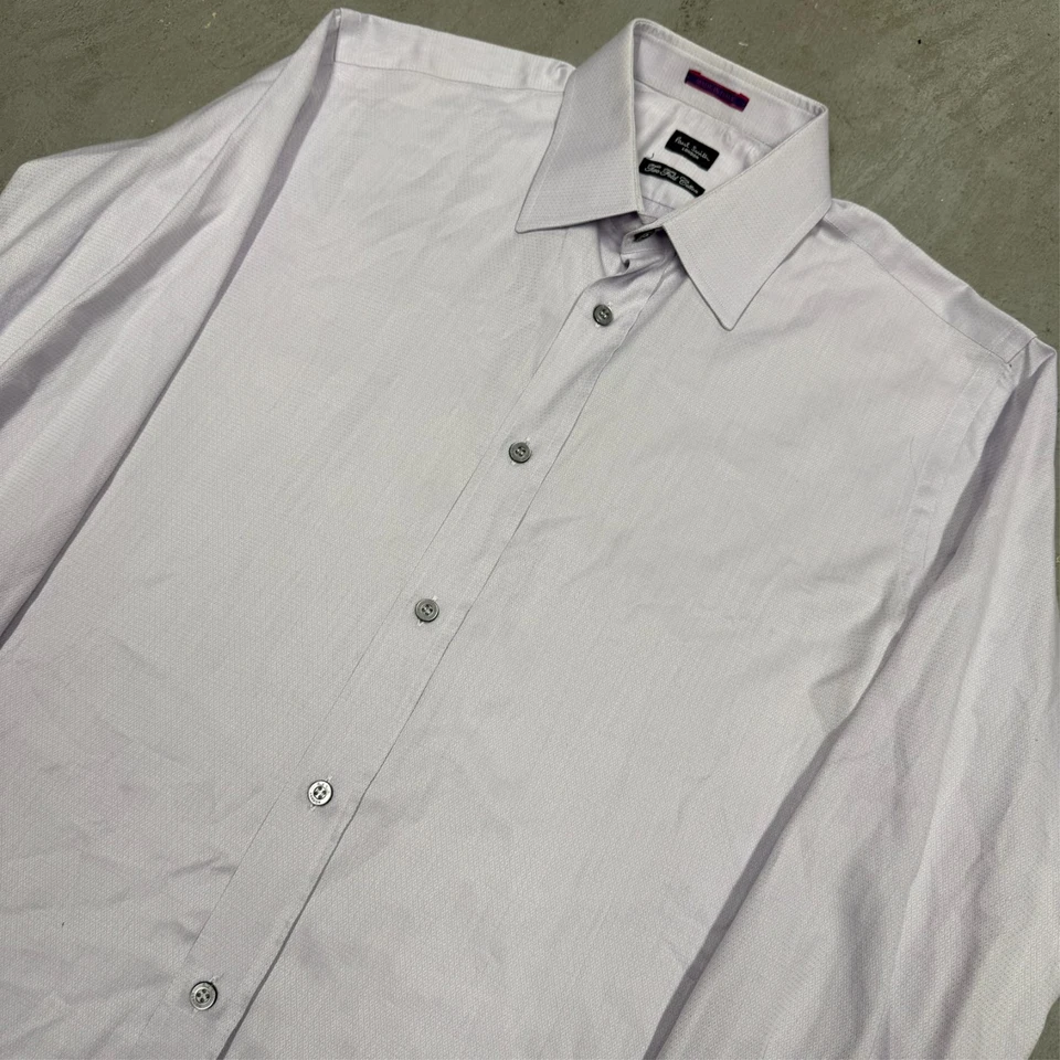 Camisa de vestir Paul Smith London dos pliegues algodón texturizado puño francés 38 15 pequeña Foto 3 de 4