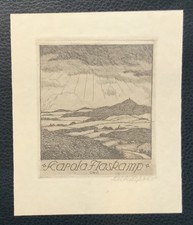 GERHARD  WEDEPOHL  :  EXLIBRIS  KAROLA  FLASKAMP   HANDSIGN.  ORIGINALRADIERUNG