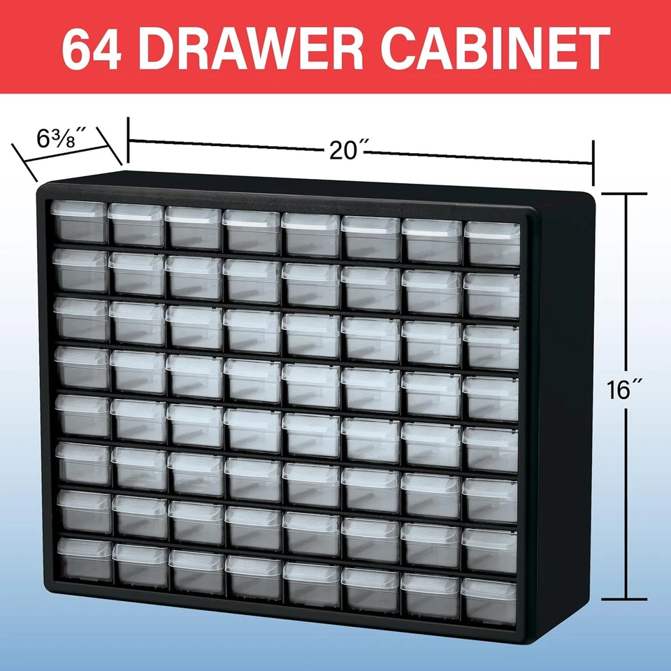 Akro-Mils 64-Drawer Plastic Drawer Storage Cabinet for 64 Drawer, Black  - Image 3 of 4