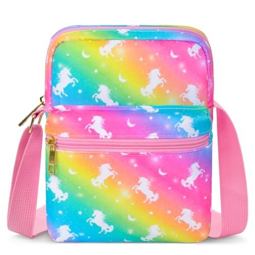 Girls Crossbody Purses for Kids Age 4-12 Purse for Medium Rainbow Unicorn - Picture 1 of 7