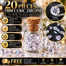 20pcs 5mm Clear Cubic Zirconia CZ AAAAA Round Loose Stones Glass Bottle