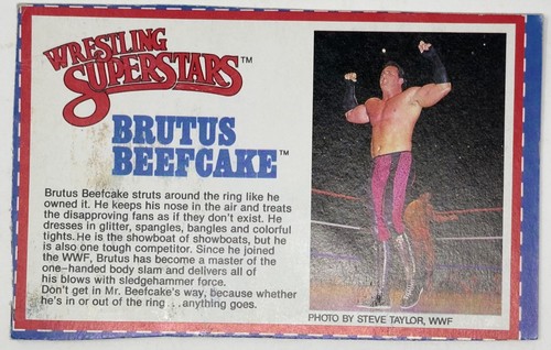 LJN WWF WRESTLING SUPERSTARS BRUTUS BEEFCAKE BIO C...