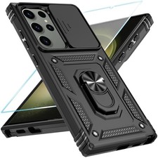 Phone Case for Samsung Galaxy S23 Ultra 6.8, Black; Slide Camera Cover Ring