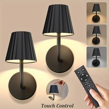 Battery Operated Wall Sconces with Remote Set of 2 Rechargeable Wall Light Black