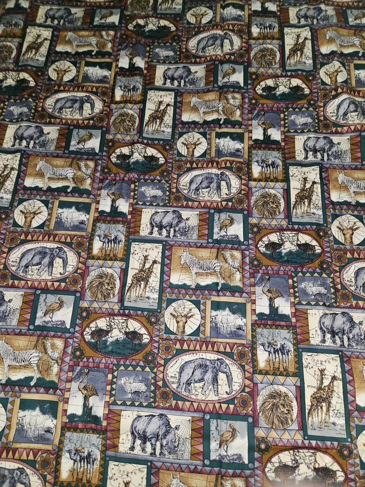 Hi Fashion Fabric Inc Animal Print Cotton Fabric, Zebra,Rhino Etc 2 Yards  X 44 - Image 2 of 4