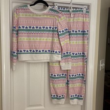NWOT Old Navy Fleece Pajamas PJs 2PC multi pink Girls XL 14-16 HEARTS