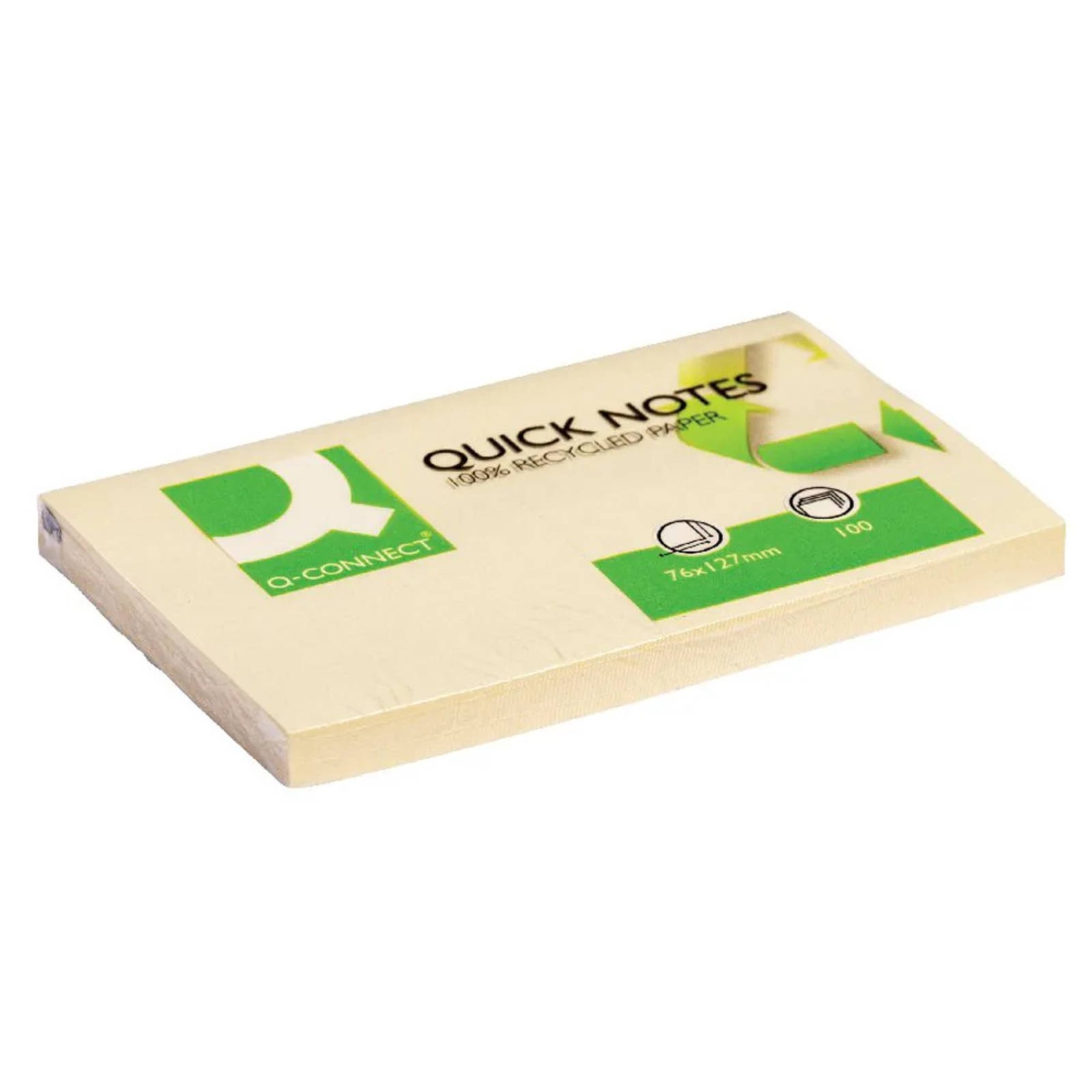Q-Connect  Quick Notes Recycled 76X127mm Yellow (Pack Of 12)  - Image 2
