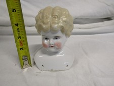 VINTAGE DOLL HEAD CHINA PORCELAIN MOLDED BLONDE HAIR SHOULDER MARKED GERMANY
