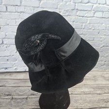 Vintage Italian Black Fur Felt Women's Bucket Hat READ DESCRIPTION